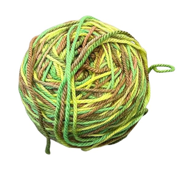 Hand-Dyed Multicolor Yarn Ball In Green & Brown Tones For Knitting Or Crocheting - Picture 2 of 2